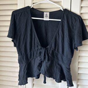 Free People Romantic Tie Front Blouse